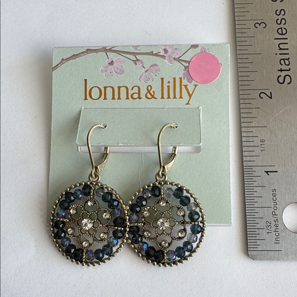 Gold-Tone Crystal & Bead Openwork Drop Earrings